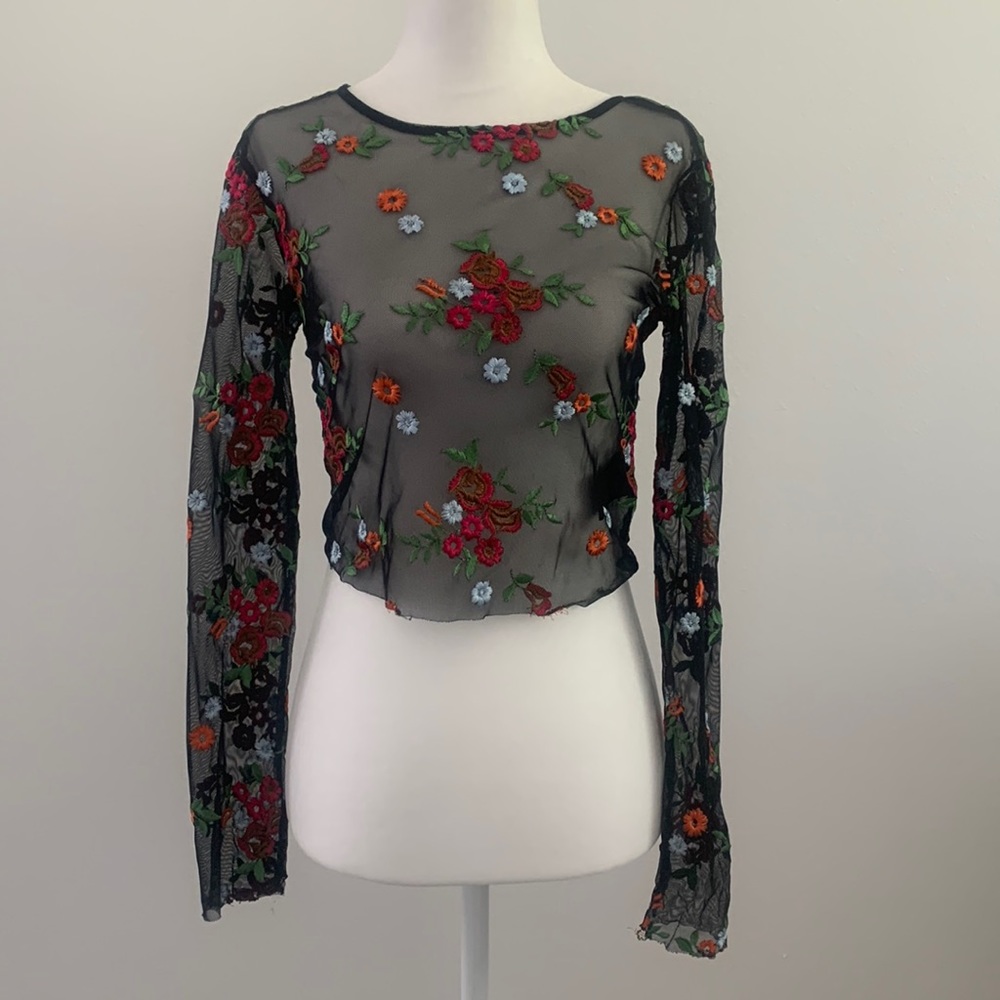 Urban Outfitters Mesh Flower Top